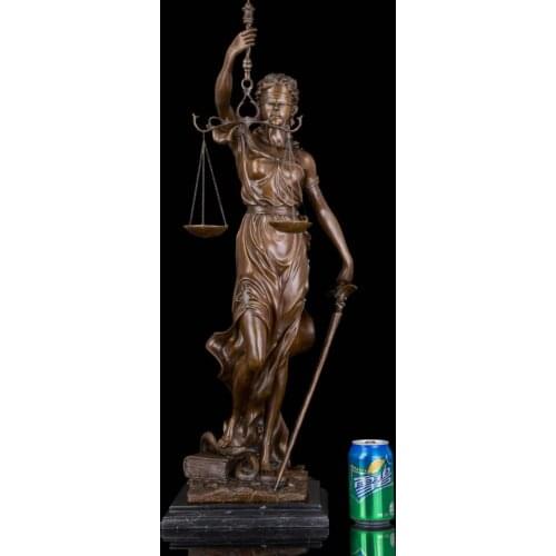 39 CM Western Art Deco Bronze Greek mythology Women Soldier Astraea Sculpture