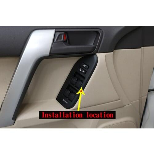 4pcs Black Wood Grain For Toyota Land Cruiser Prado FJ150 150 2014-2018 Car Window Lift Switch Button Frame Trim for LHD