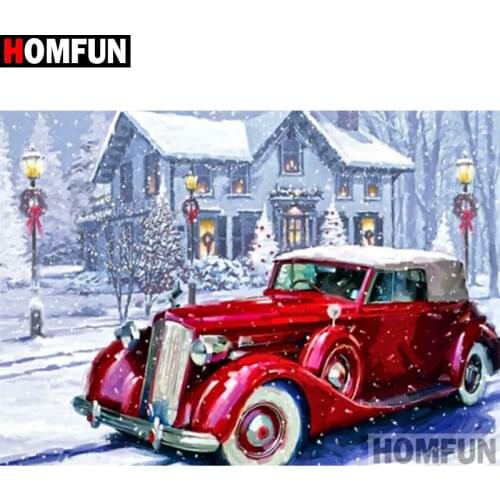 HOMFUN Full Square/Round Drill 5D DIY Diamond Painting "Snow car" Embroidery Cross Stitch 5D Home Decor Gift A16277
