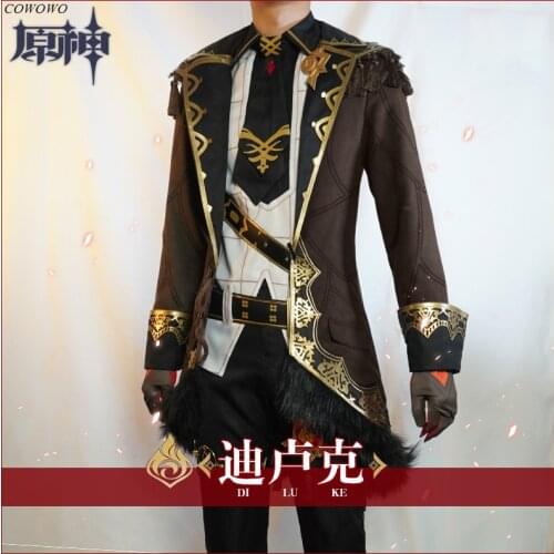 Anime! Genshin Impact Diluc Game Suit Handsome Gorgeous Uniform Cosplay Costume Halloween Carnival Party Outfit For Men 2020 NEW