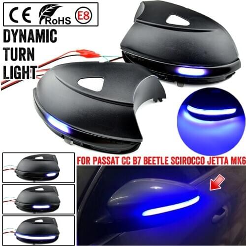 Car LED Dynamic Turn Signal Light For Volkswagen VW Passat B7 CC Scirocco EOS Beetle Side Wing Mirror Flasher Indicator Blinker