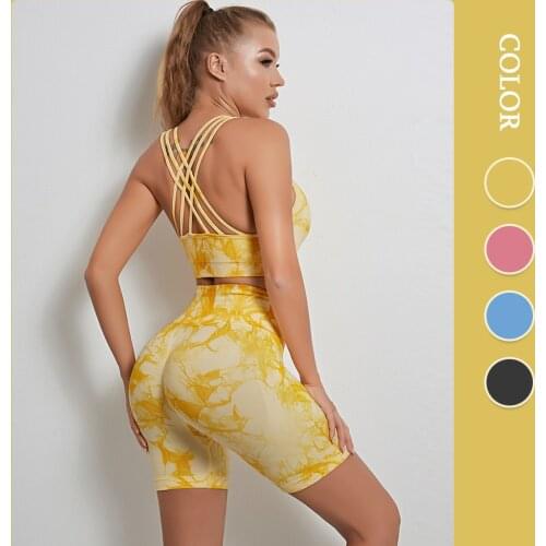 Seamless Women Yoga Suit High Waist Leggings Gym Fitness Workout Clothing Sportswear Sports Bra Suits Tie Dye Yoga Set