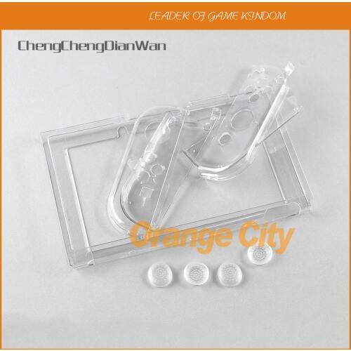 ChengChengDianWan For Switch Case Hard Crystal Protective Transparent Cover Shell for NS NX Switch Console Case Cover Thumb Caps