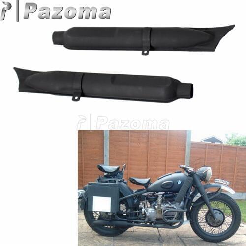 Black Motorbikes 1Pair Retro 750cc Fishtail Exhaust Mufflers Pipes 24/32HP Engine Parts for BMW K750 M1 M72 R71 R12 Dnepr MT12