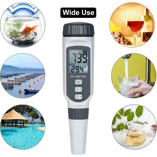 Digital TDS PH Water Quality Meter ABS Automatic PH Tester Moisture Soil Meter Muti-Function for Aquarium Water Pool 0.0~14.00pH
