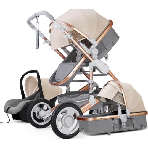 High Landscape Baby Stroller 3 in 1 With Car Seat and Stroller Luxury Infant Stroller Set Newborn Baby Car Seat Trolley 7 Gifts