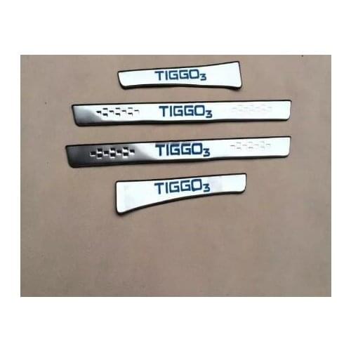 For 2014-2020 Chery Tiggo 3 Door Sill Stainless Steel Protection Guard Door Sills Scuff Plate Cover Strip Styling Sticker