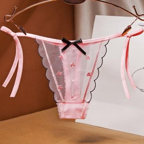 Women Bandage Thong Panties Female Mesh Lingerie G-Stings Second Element Teenage Girls Lace Bragas Lolita Calcinha XXS-XL 2246