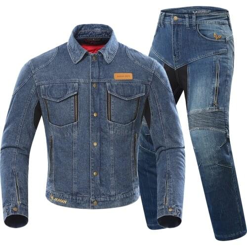 DUHAN Motorcycle Jacket Men Moto Denim Jacket Autumn Winter Cold-proof Chaqueta Moto Motorcycle Clothing Whith Cotton Lining