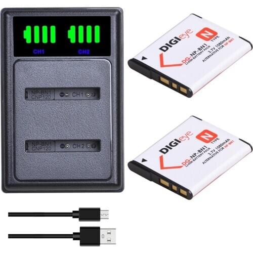 2pcs NP-BN1 NPBN1 NP BN1 Battery + LED Dual Charger for Sony DSC-QX10, DSC-QX100, DSC-T99, DSC-T110, DSC-TF1, DSC-TX5, DSC-TX7