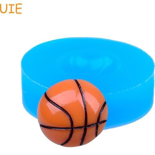 FYL153U Half-Round Basketball Cupcake Topper Silicone Mold 15mm - Air Dry Polymer Clay Jewelry Molds, Resin Mould