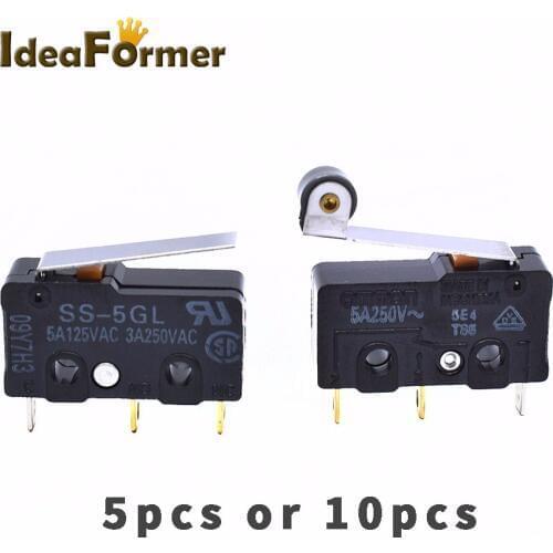 5pcs 10pcs 3D Printer Ultimaker Limit Micro Switch OMRON SS-5GL/5GL2 5A 125V 1.47N Mouse Button Fretting Part Copper wholesale