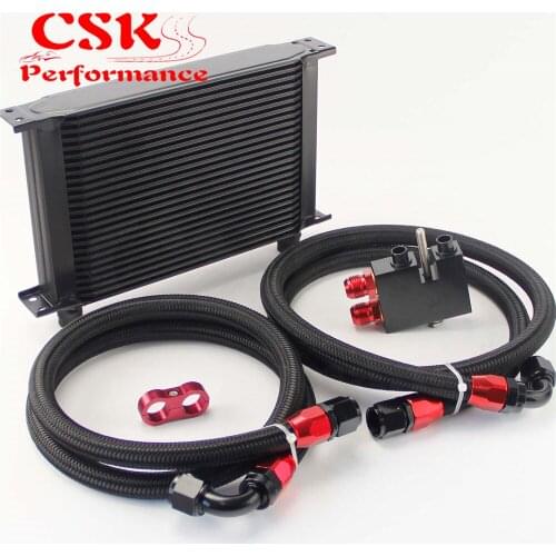 25 Row 248mm AN10 British Oil Cooler Kit Fits For BMW N54 Engine Twin Turbo 135i E82 335i E90 E92 E93 Black/Silver
