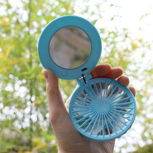 Shell Shape Mini USB Rechargeable Handheld Summer Cooling Fan with Makeup Mirror