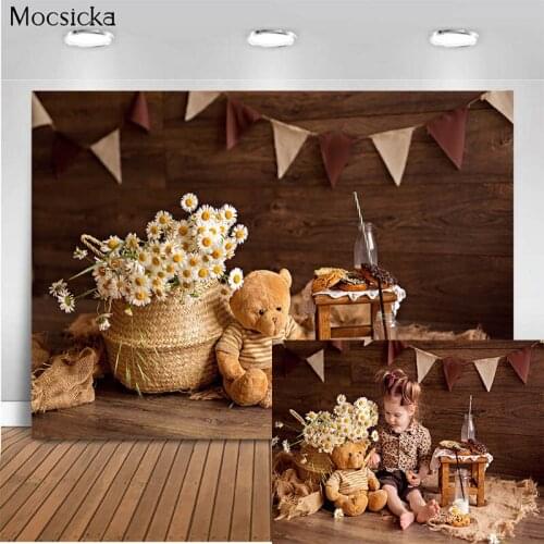 Mocsicka Child Portrait Background Bear Donut Decoration Style Baby Shower Photo Background Photography Studio