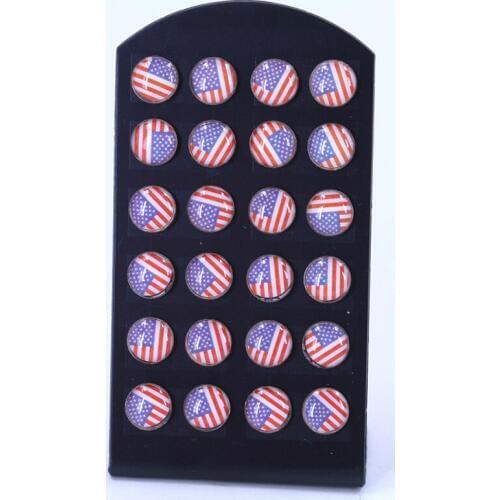 ISINYEE 12 Pairs/set Fashion Enamel Round UK USA Flag Stud Earrings For Women Girls Kids Small Circle Earrings Jewelry Gifts