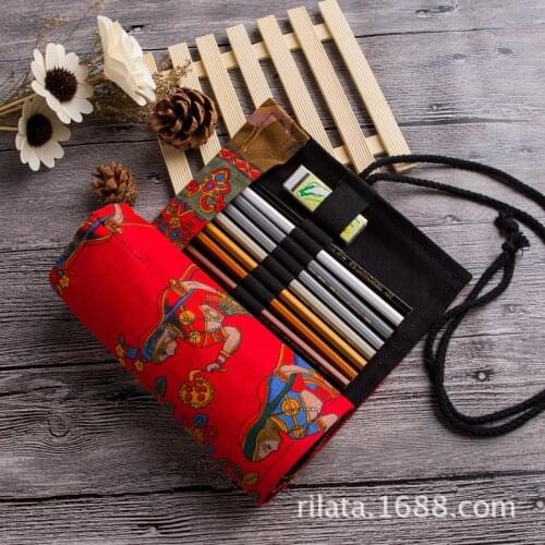 Fashion School Pencil Case Canvas Penalty Pencilcase Kawaii 36/48/72 Holes Roll Pen Bag Girls Boys Pens Box Stationery Supplies