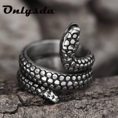Us Size European New Retro Punk Exaggerated Spirit Snake Ring Fashion Personality Stereoscopic Jewelry For Man Gift 003