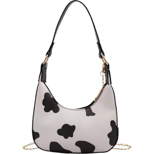 2021 New Pu Leather Women Under-arm Bag Casual Prints Baguette Shoulder Bag for Women Chain Shopping Phone Purse Female Bag