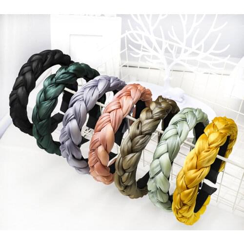 Fashion Women Hairband Cross Knot Braid Headband Female Winter Headwear Satin Wide Bezel Hair Hoop Turban Hair Accessories