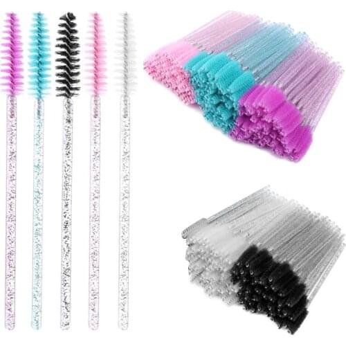 50Pcs/pack Disposable Eyelash Eyebrow Brushes One-off Mascara Applicator Wand Flexible Eyelash Comb Brushes Makeup Tool