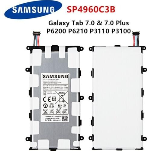 SAMSUNG Orginal Tablet SP4960C3B Battery 4000mAh For Samsung Galaxy Tab 2 7.0 & 7.0 Plus GT-P3100 P3100 P3110 P6200 Batteria