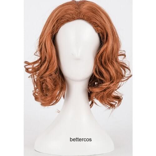 Infinity War Black Widow Natasha Romanoff Cosplay Wigs Short Curly Heat Resistant Synthetic Hair Wig + Wig Cap