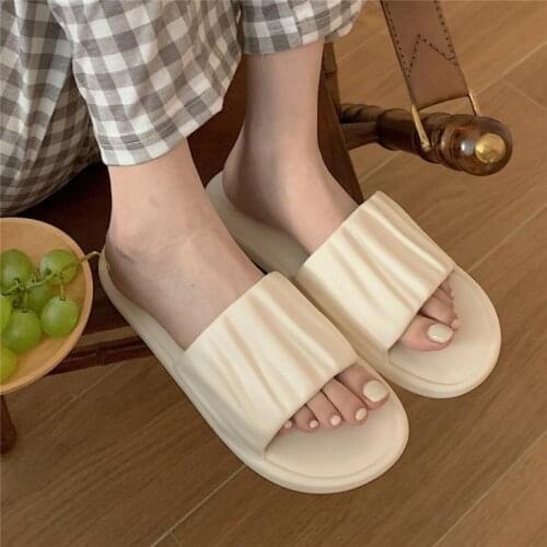Japanese Women Simplicity Anti-slip Slippers Female Concise Slides Ladies Light Thick Bottom White Sandals Shoes for Home Indoor