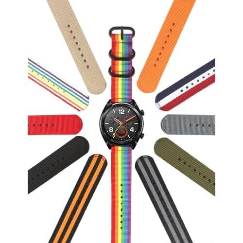 Strap for samsung S3 Frontier galaxy watch active 46mm 42mm huawei watch gt 1/2 DW Nato band 18 20 22 24mm nylon belt bracelet