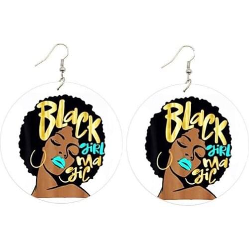 Roform New Brand Jewellery Vintage Charm European Wood Earring African women Pendant Hook Earrings Black earrings For Women Girl