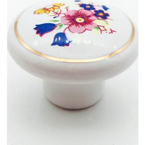 Modern Pastoral Round Ceramic Handle European Drawer Antique Cabinet Kitchen Refurbished Pull Knobs Children Single Hole Handle