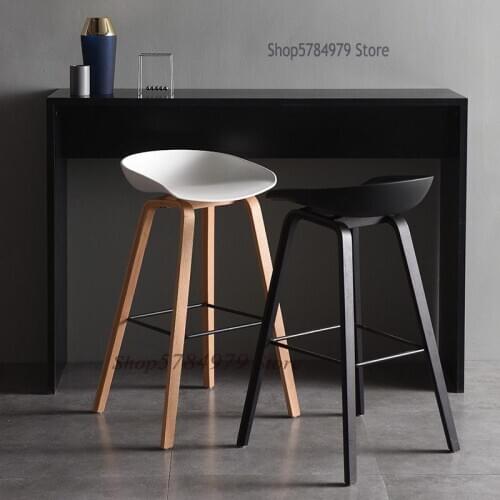 Modern Simple Danish Nordic Style Personalized Fashion Bar Chair Bar Stool Designer Solid Wood Pp Bar Chair