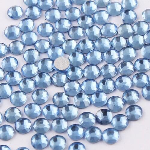 SS3-SS34 Light Blue Shiny 3D Nail Art Rhinestone Non Hotfix Flatback Glue On Rhinestones For DIY Nail Art