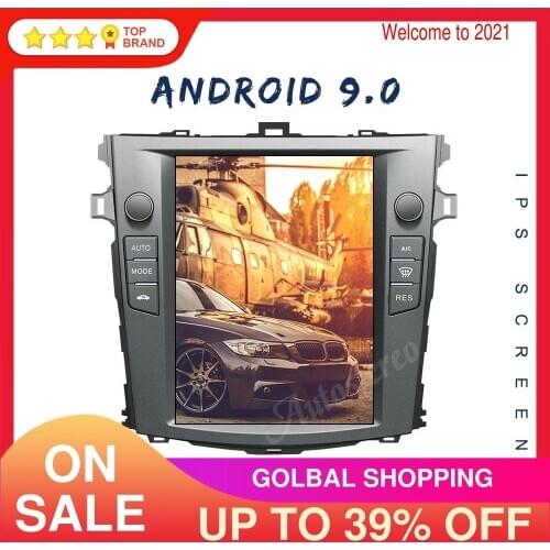 Tesla Style Android 9.0 Car GPS Navigation Multimedia Player For Toyota Corolla 2007-2013 Car Stereo Headunit Auto Radio DSP PX6