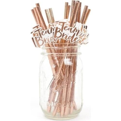 10pcs Rose Gold Bride Team Straws Rustic Party Wedding Bride to be Decor Weeding Decor for Weddings Bachelor Party Bridal Shower