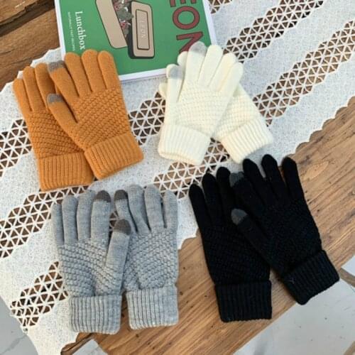 Womens Cashmere Knitted Winter Gloves Cashmere Knitted Women Autumn Winter Warm Thick Gloves Touch Screen Skiing Gloves