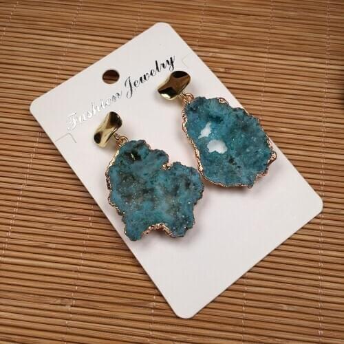 Wholesale 2020 Natural Stone Handmade Earrings Stud Fashion Irregular Hollow Quartz Gemstones Earring Jewelry Gifts for Women