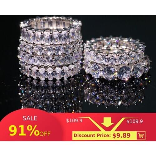 Hot Sell Infinity Brand New Luxury Jewelry 925 Sterling Silver AAAAA Cubic Zircon Party Women Wedding Engagement Band Ring Gift