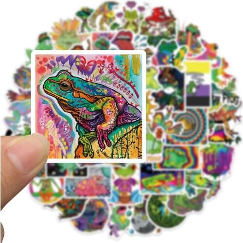 10/50PCS Anime Colorful Psychedelic Frog Graffiti Stickers Aesthetics Laptop Motorcycle Guitar Bike Car Sticker Decal Kid Toy