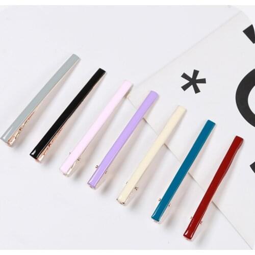 10Pcs Enamel Pure Color Sweet Hairclip 6cm Single Prong Alligator Hairpin for DIY Making Girls Colorful Simple Style Hair Clips