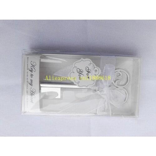 100pcs/lot Key To My Heart Bottle Opener in White Gift box Wedding favor-"Simply Elegant" Key To My Heart Bottle Opener