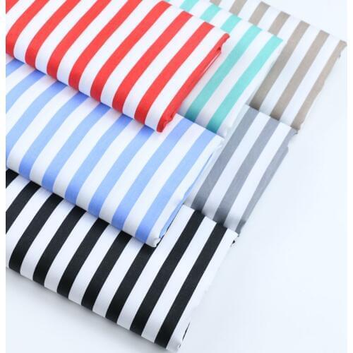 160CM*50CM cotton cloth blue grey red khaki black 1 cm stripe fabric for DIY bedding apparel patchwork home decoration textile