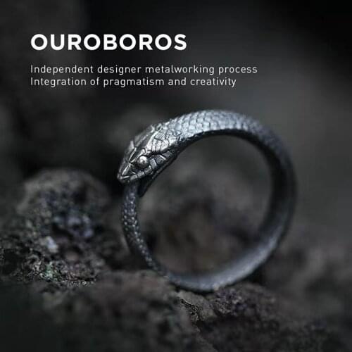 2021 New Design Black Live Mouth Ouroboros Couple ring Dark Pioneer Party Gift