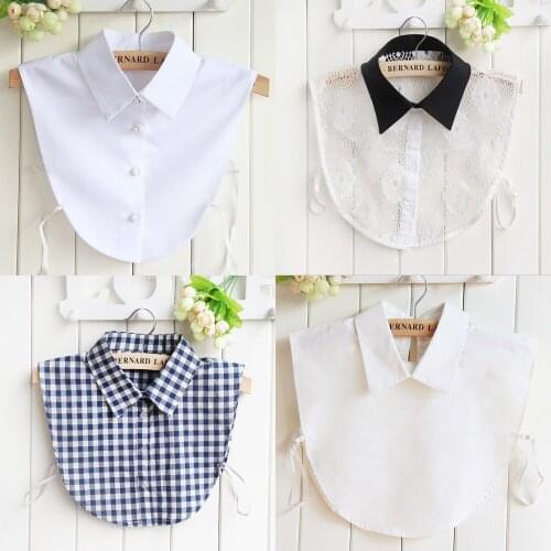 2019 White Shirt Women Dickie Small Tip Lead Solid Color Chiffon Fake Collar Detachable Wholesale Drop Shpper