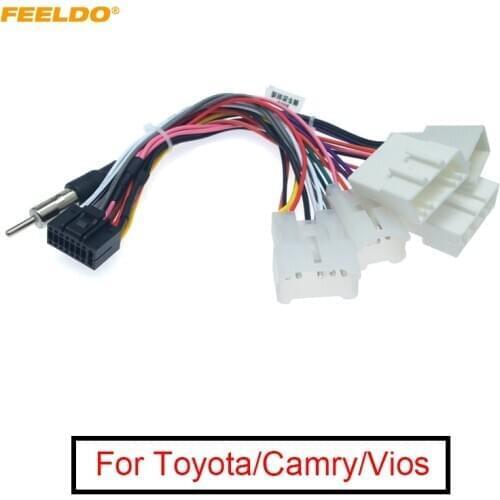 FEELDO 5Pcs Car Radio 16PIN Adaptor Wiring Harness For Toyota Audio Power Calbe Wire Plug Head Unit Harness #FD6382