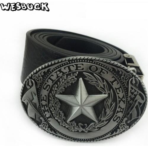 5 PCS MOQ WesBuck Brand Retro Plating Process State of Texas Flag Logo Cowboy Belt Buckle Mens Big Buckles for Belt Accessories