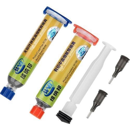 5 in 1 10cc Syringe Liquid Solder Tin Paste 35g Low Temperature Melting Point Soldering Tin Cream BGA PCB Rework Welding Repair