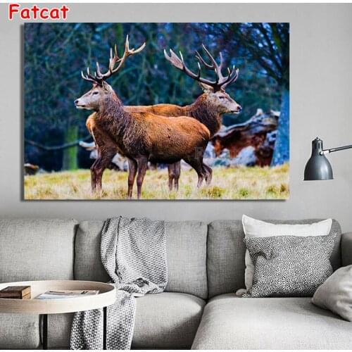 5D DIY Diamond Painting forest deer Full Square/round Diamond Embroidery Animals Rhinestones Mosaic Art Kits Home Decor PP1973