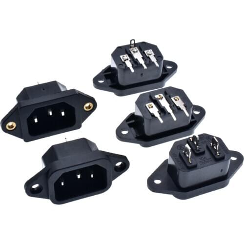 5 Pcs 3P IEC 320 C14 Male Plug Panel Power Inlet Sockets Connectors AC 250V 10A