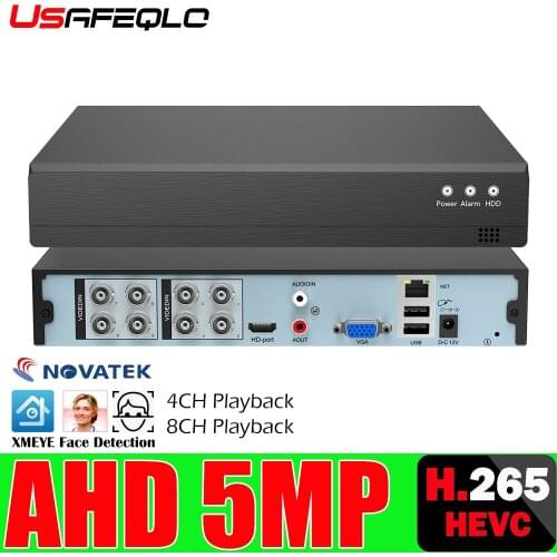 8CH AHD 5MP Lite 5in1 AHD DVR support CVBS TVI AHD Analog IP Cameras HD P2P Cloud H.265+ VGA Video Recorder 4CH 8CH Playback